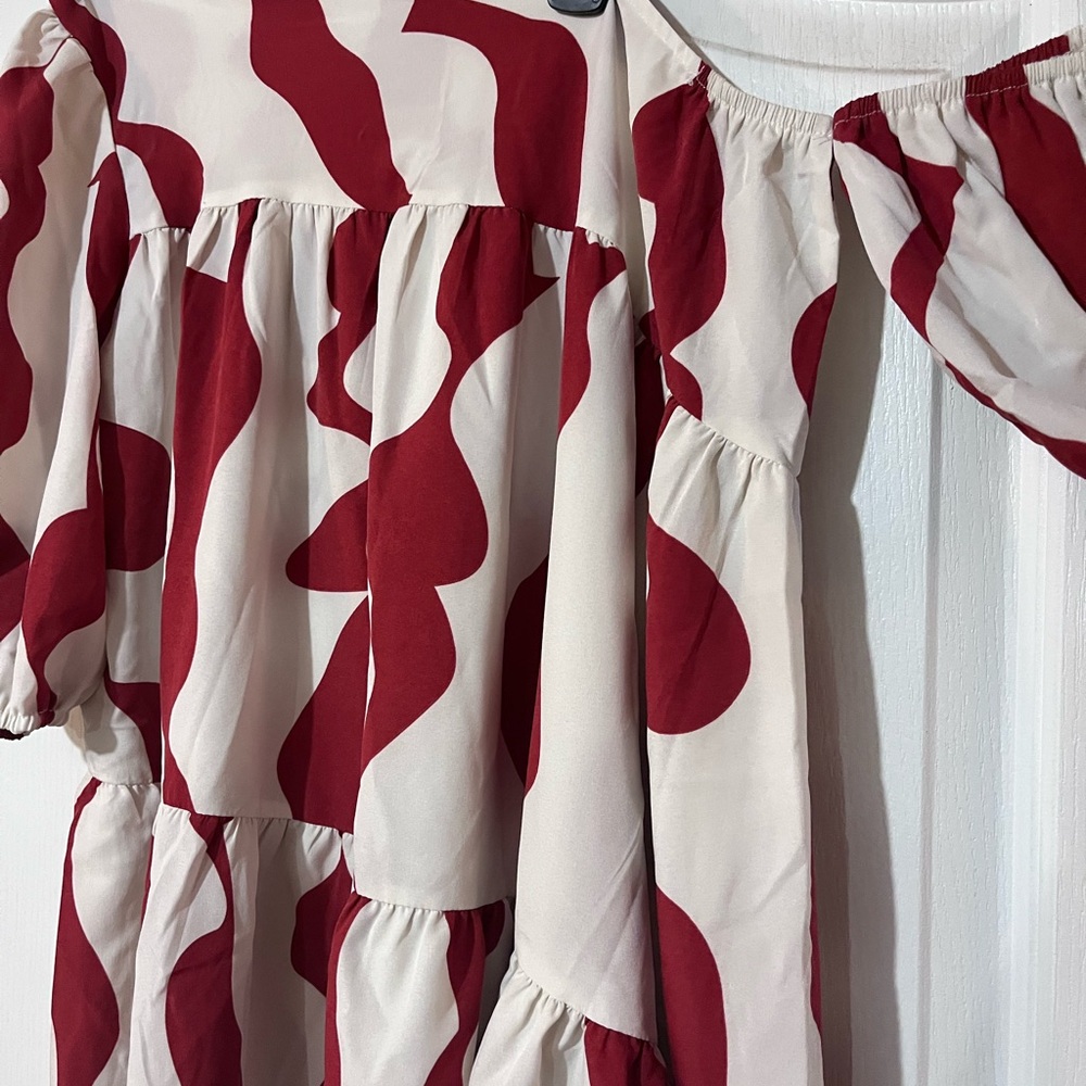 Red and White Patterned Dress